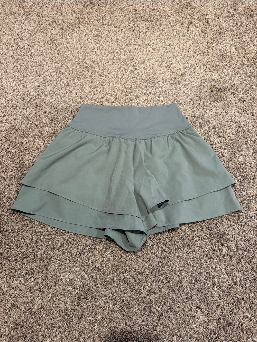 High-Waist Layered Sage Green Women’s Skorts